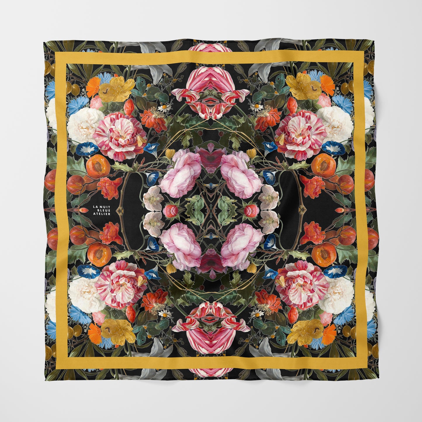 Dutch Redux No. 3.2 Chiffon Square Scarf with Yellow Accent