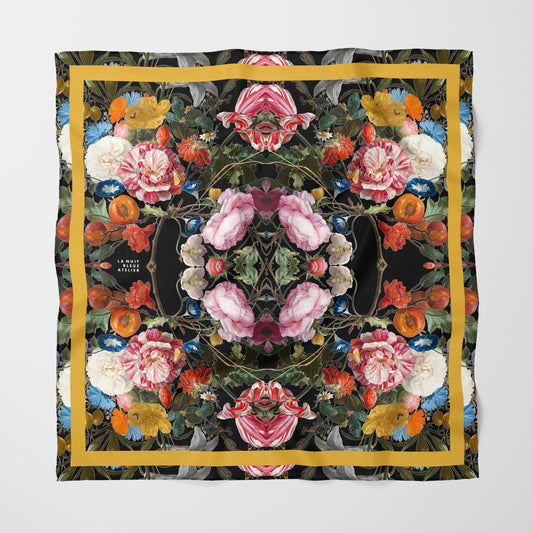 Dutch Redux No. 3.2 Chiffon Square Scarf with Yellow Accent