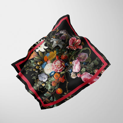 Dutch Redux No. 3 Chiffon Square Scarf with Red Accent