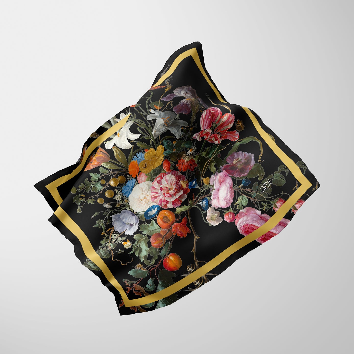 Dutch Redux No. 3 Chiffon Square Scarf with Yellow Accent