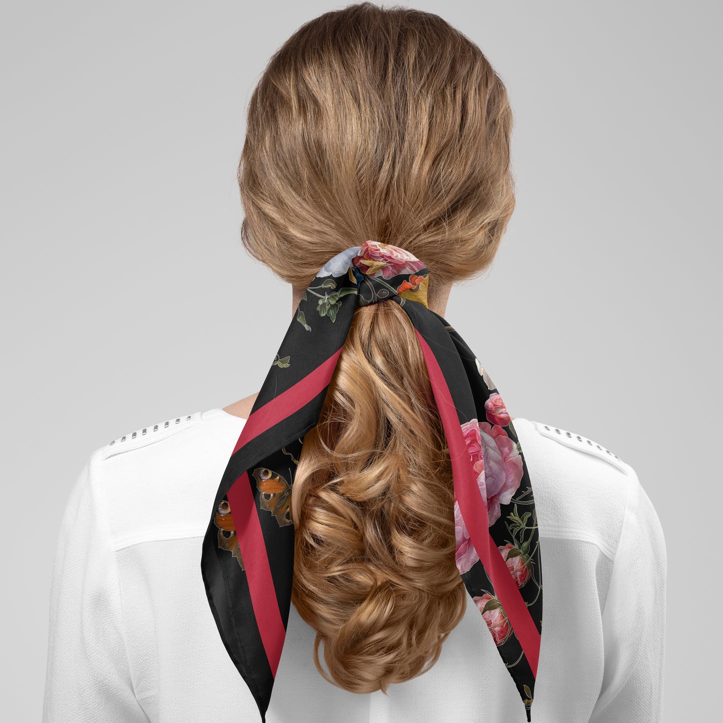 Dutch Redux No. 3 Chiffon Square Scarf with Red Accent