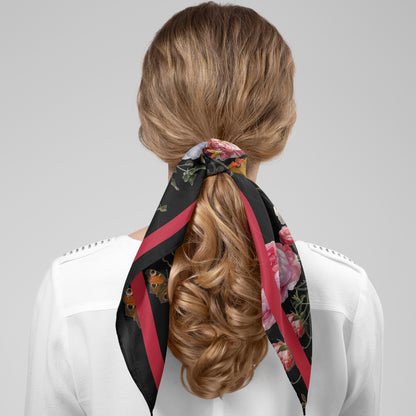 Dutch Redux No. 3 Chiffon Square Scarf with Red Accent