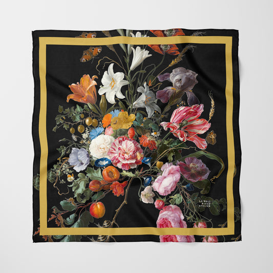 Dutch Redux No. 3 Chiffon Square Scarf with Yellow Accent
