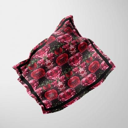 Floralis No. 25 Chiffon Square Scarf with Black Accent