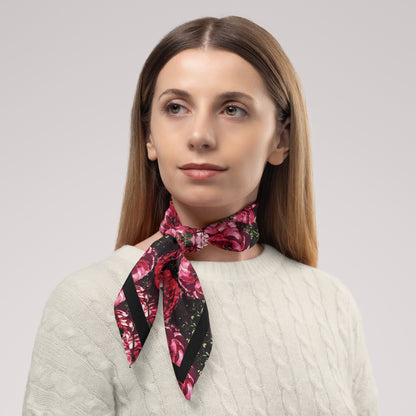 Floralis No. 25 Chiffon Square Scarf with Black Accent
