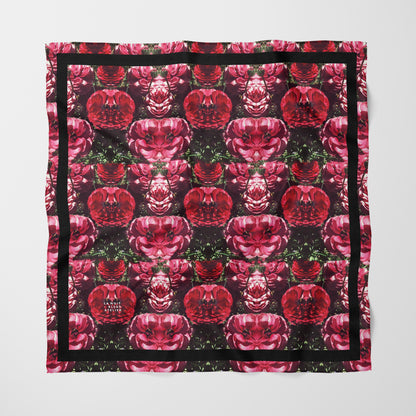 Floralis No. 25 Chiffon Square Scarf with Black Accent