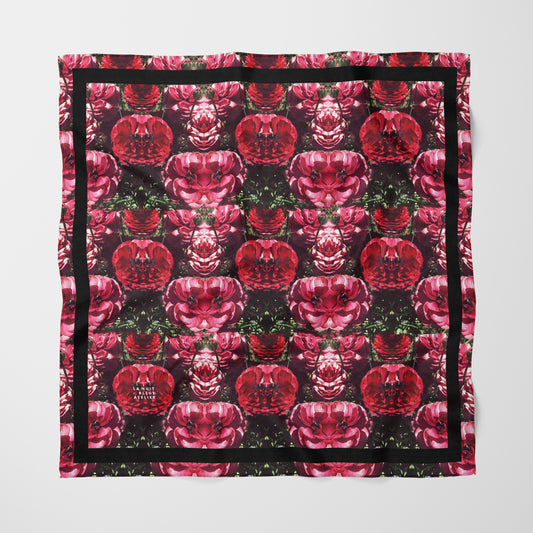 Floralis No. 25 Chiffon Square Scarf with Black Accent