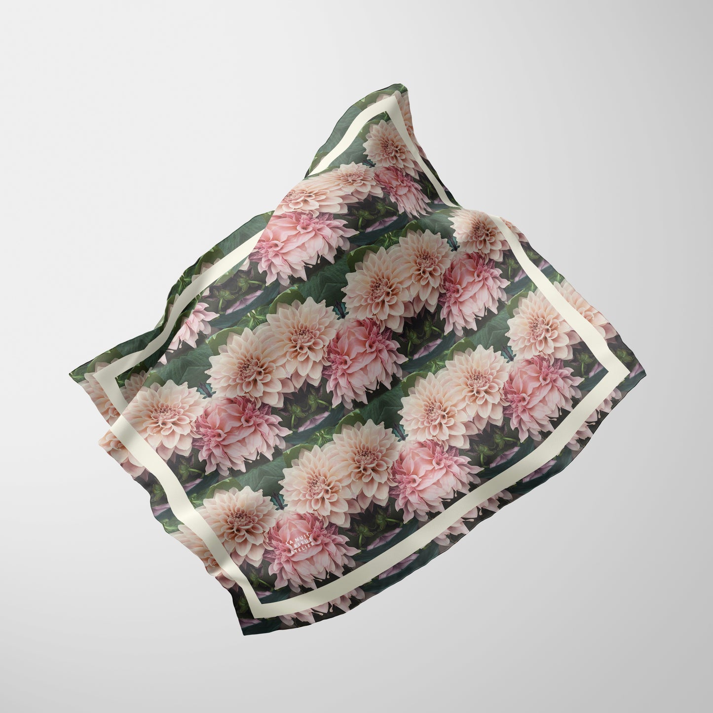 Floralis No. 26 Chiffon Square Scarf with Cream Accent