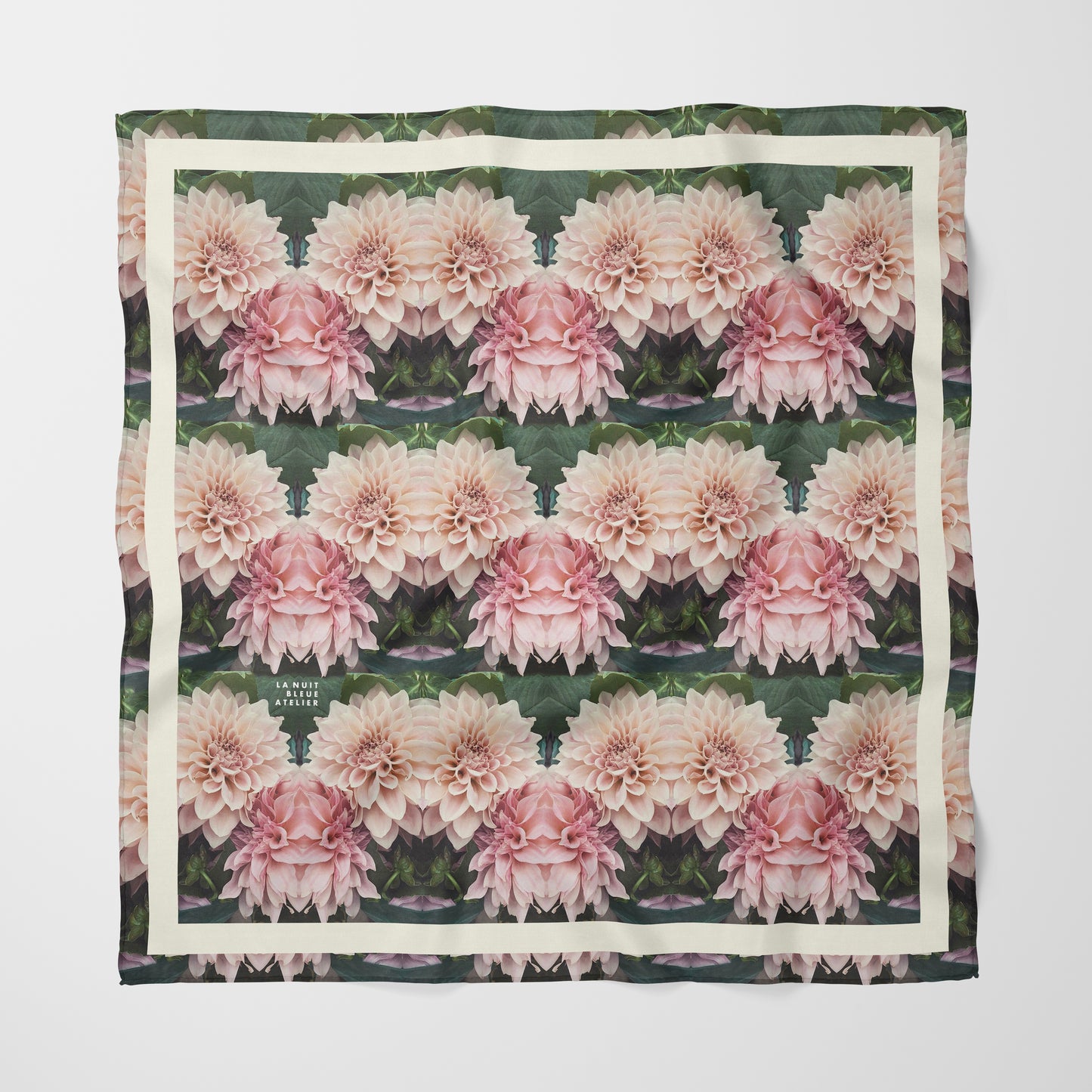 Floralis No. 26 Chiffon Square Scarf with Cream Accent