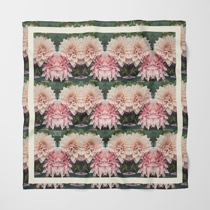 Floralis No. 26 Chiffon Square Scarf with Cream Accent