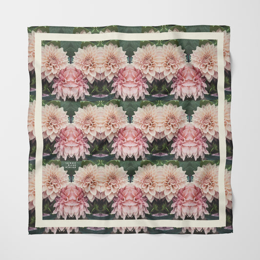 Floralis No. 26 Chiffon Square Scarf with Cream Accent