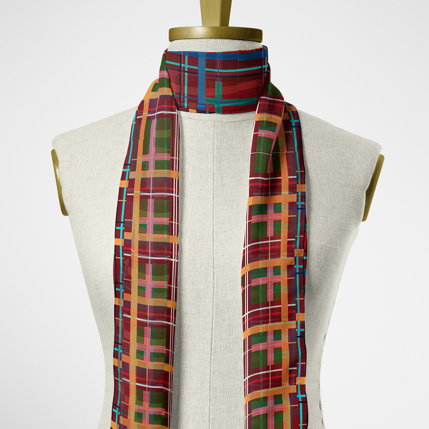 Multi Plaid No. 1 Chiffon Long Scarf