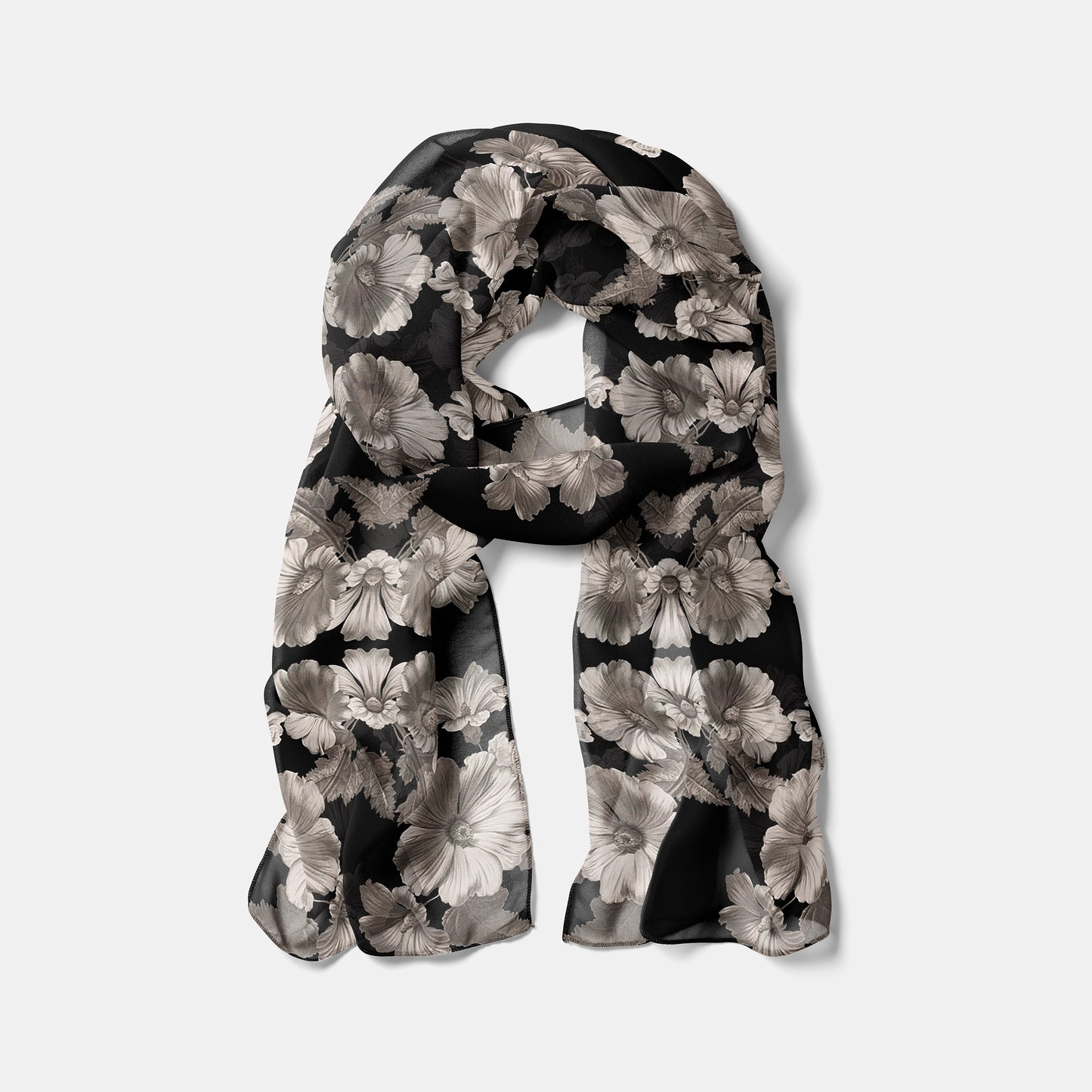 Noir Botanica No. 1.3 Chiffon Long Scarf