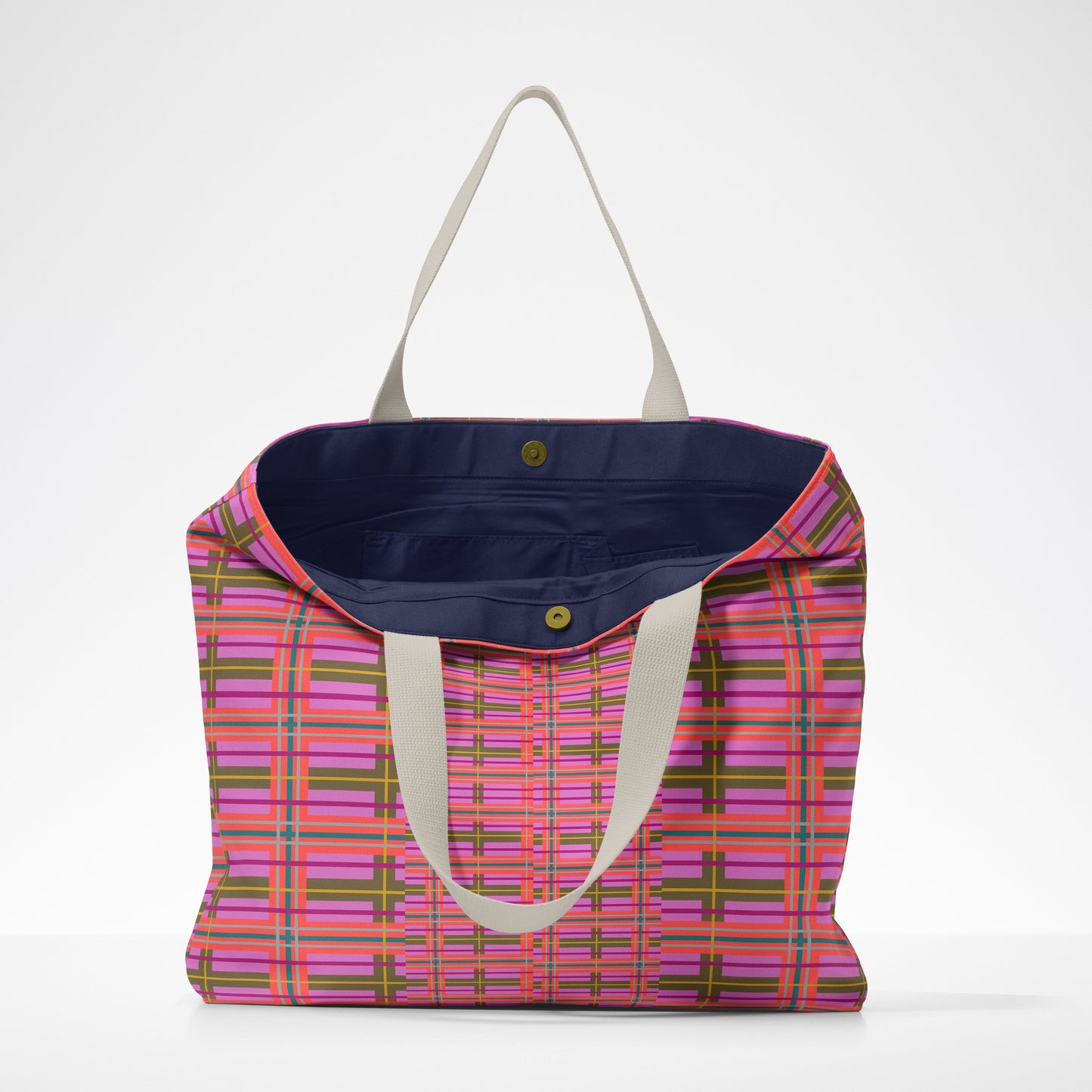 Pink Plaid Deluxe Market Tote