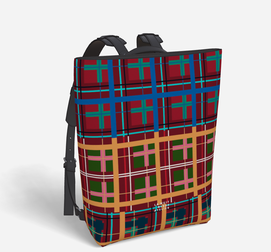 Multi Plaid No. 1 Vegan Leather Backpack