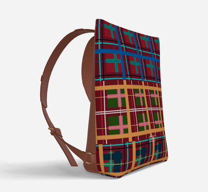 Multi Plaid No. 1 Vegan Leather Backpack