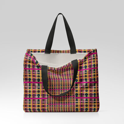 Fuchsia Plaid Everyday Market Tote