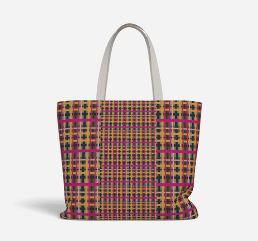 Fuchsia Plaid Deluxe Market Tote