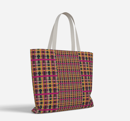 Fuchsia Plaid Everyday Market Tote