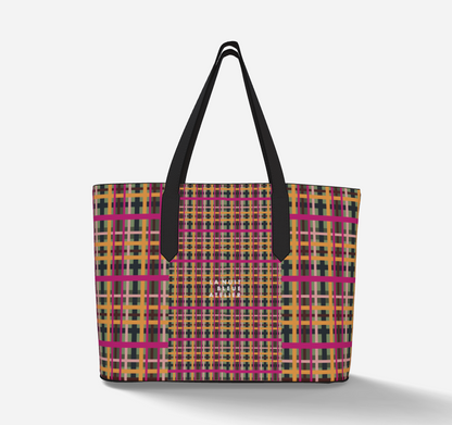 Fuchsia Plaid Vegan Leather Tote