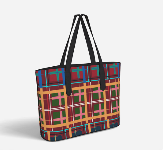 Multi Plaid No. 1 Vegan Leather Tote
