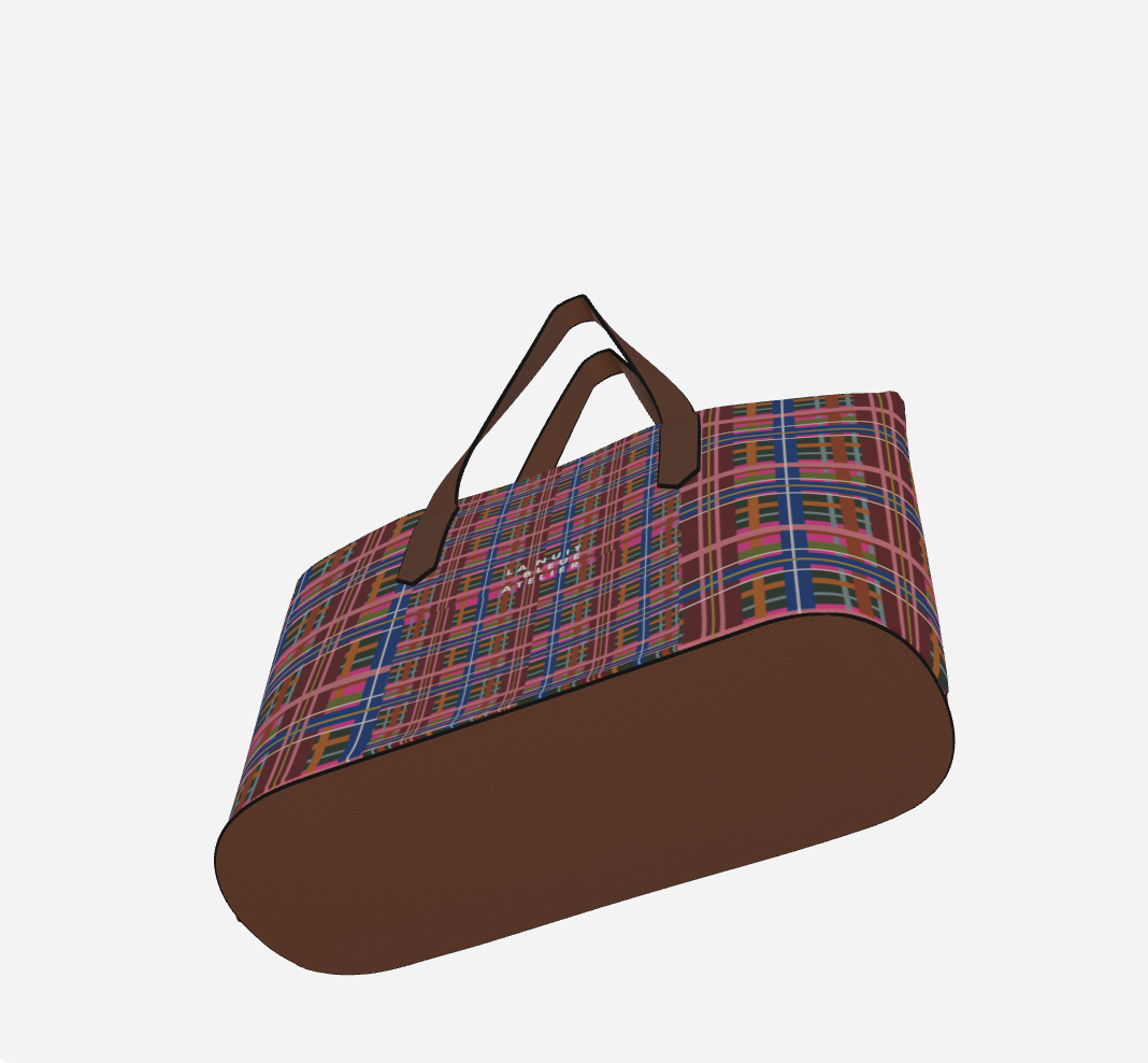 Pinky Blue Plaid Vegan Leather Tote