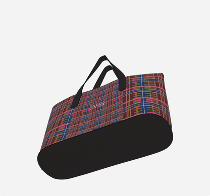 Pinky Blue Plaid Vegan Leather Tote